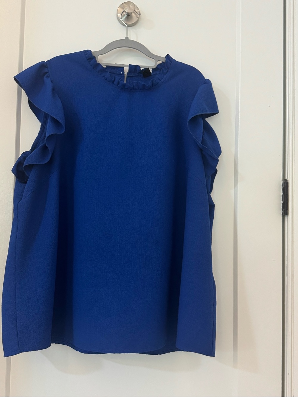 SHEIN Cobalt Blue Ruffle Sleeve Blouse